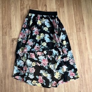 Women’s Guess High Low Floral Skirt Black Size S